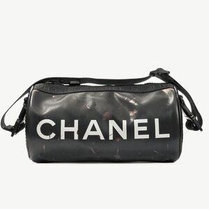 Chanel Sports Line Black Rubber Logo-Print Mini Duffle